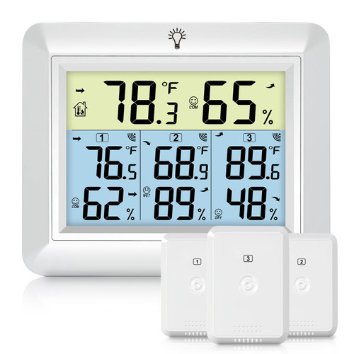 Urageuxy Weather Station Wireless Indoor Outdoor Thermometer with 3 Sensors, Remote Temperature Monitor with Humidity for Home, Baby Nursery, Room, Attic, Patio