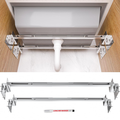 Aukivon Sink Support | Undermount Kitchen Sink Brackets | Heavy Duty Adjustable Stainless Steel Pole - Undermount Sinks Kit for Kitchen, Bathroom 20.1-31.5 inches(51-80CM), 2 Packs