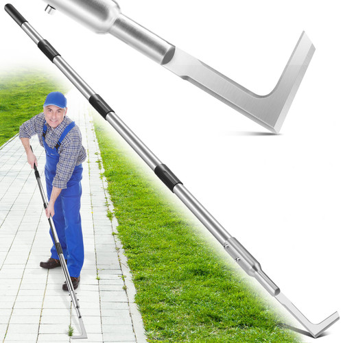 Crack Weeder Manual, Crevice Weeding Tool, Weed Remover Puller Tool with 30”-60” Adjustable Long Stainless Steel Handle for Sidewalk Deck Paver Boards Crack, Crevice Weed Cleaning Gardening Tool