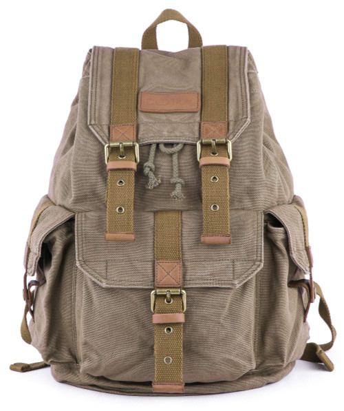 GOOTIUM 21101AMG-S Specially High Density Thick Canvas Backpack Rucksack, Field Tan, Small