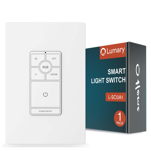 Lumary 3 Way/Single Pole Dimmer Light Switch (Only Support Lumary Recessed Lighting), 120V 10A Wall Switch for Brightness/RGB/CCT/Scenes Adjustment, Neutral Wire Required