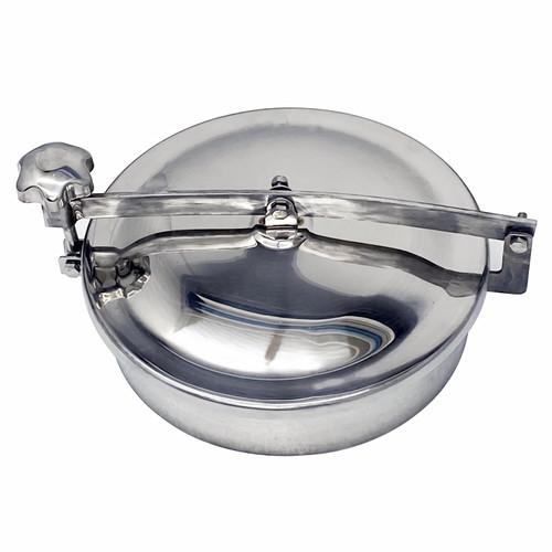 #304 Stainless Steel Circular Non-Pressure Manway Door Sanitary Manhole Cover Tank Manhole Cover with Lid (11.8In 300mm)