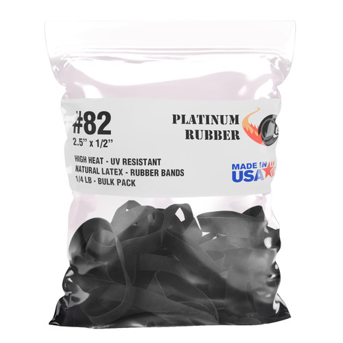 Black #82 Extra Wide Large Premium Outdoor Rubberbands, Made in USA, High Heat UV Resistant Platinum Rubber Crepe Band (2 1/2" Long x 1/2" Wide) (Black Rubber 1/4 LB)