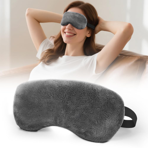Microwave Heated Eye Mask, Steam Warm Compress for Dry Eyes, Work with Relieve, Blepharitis & Stye Treatment (Gray)