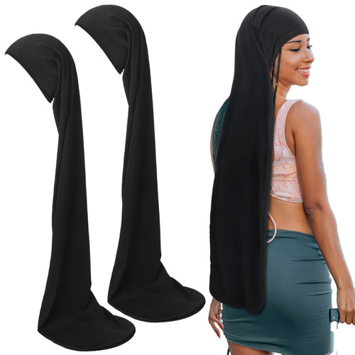 Twistover 2 Pcs Jumbo Dreadlock Cap Hair Dreads Head Wrap Loc Wraps for Dreads Hair Accessories for Men Women Sleeping(Black,Black,37 Inches)