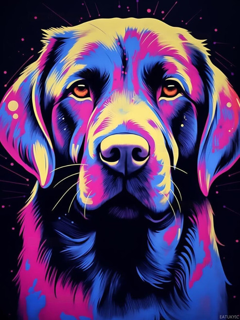 EATUKYIC Colorful Labrador Art Diamond Painting Kits Labrador Dog Diamond Painting, Full Round Diamond Art Kits, Home Wall Decor 12x16 inch