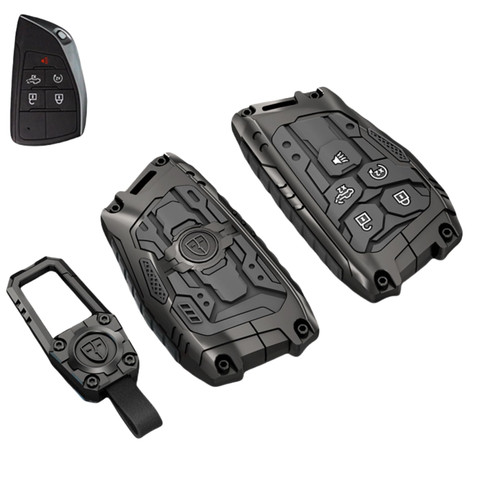 DEGEMEEN Zinc Alloy Key Fob Cover, Compatible with 2022-2025 Chevy Silverado 1500, GMC Sierra 1500, 2024-2025 Silverado Sierra 2500HD 3500HD (Model-A) for Pickup Truck