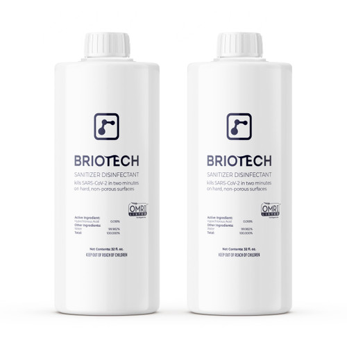 BRIOTECH Sanitizer Disinfectant Hypochlorous Spray, Kill 99.99% of Viruses & Bacteria, Control Mold, Eliminate Odor, Gentle for Nursery & Play Rooms, Food Contact Surface Sanitizer, 32 fl oz Refill