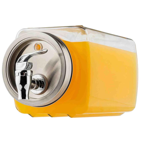 TableCraft 12577 3QT Horizontal Glass Beverage Dispenser with Chrome Plated Spigot and Lid, Space-Saving Fridge Design, Clear Glass, Wide Mouth for Easy Fill & Clean, Ideal for Cold Drinks