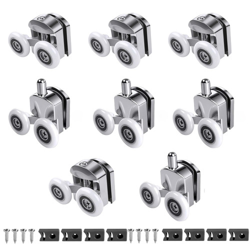 8 Pcs Shower Door Roller 23mm Aluminum Alloy Shower Door Rollers Replacement with Anti Collision Block and Screws for 4-6mm Glass Door