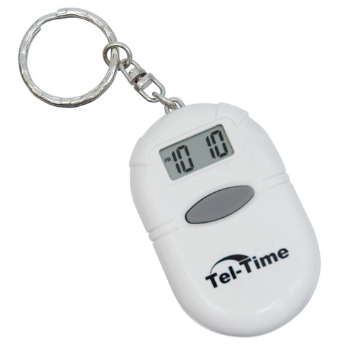 Oval Talking Alarm Clock Keychain - White