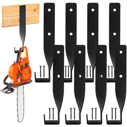 Blulu 8 Pack Chainsaw Hanger Weed Eater Hangers for Garage Wall Chainsaw Holder Wall Mount Backpack Blower Storage Hook Accessories and Tools for Garage Storage Machine, Black