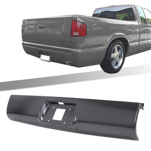 KUAFU Rear Roll Pan Bumper Compatible with 1994-2003 Chevy Chevrolet S10 GMC Sonoma Fleetside with License Plate Hole Electrophoresis Steel