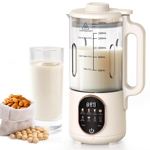 50oz Nut Milk Maker, 10 in 1 Automatic Nut Milk Maker with 20 Blades,Almond Milk Machine,Plant Based Milks Homemade Oat,Chowder,Juice,Soy Milk Machine with Delay Start,Boil Water,Keep Warm& Auto Clean
