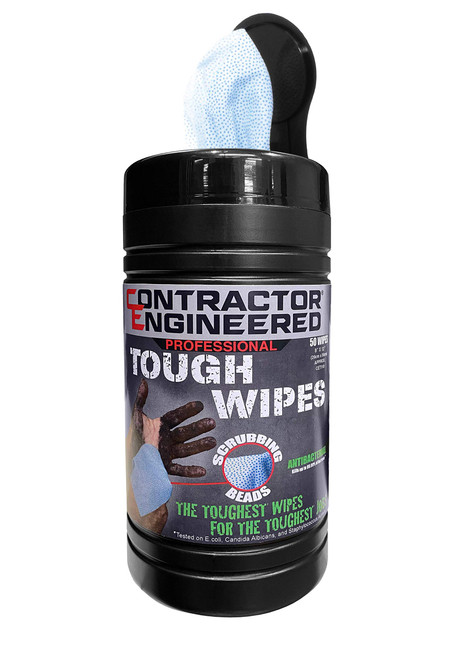 CE Tools Pro Tough Wipes with Scrubbing Beads, 50 Count