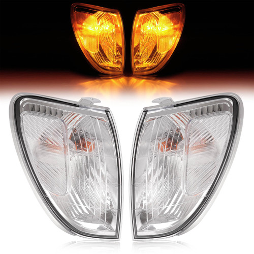 HECASA Pair Corner Lights Compatible with 1998-2004 Toyota Land Cruiser Replacement for 81520-60350 81510-60480 Corner Lamps Parking Light Assembly Plastic Clear Lens