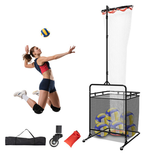 Volleyball Setter Training Equipment Volleyball Setter Training Net with Ball Collection Net – Adjustable Setting Trainer (6 Angles) with 2 Target Hoops, Sandbags & Suction Cups for Indoor/Outdoor