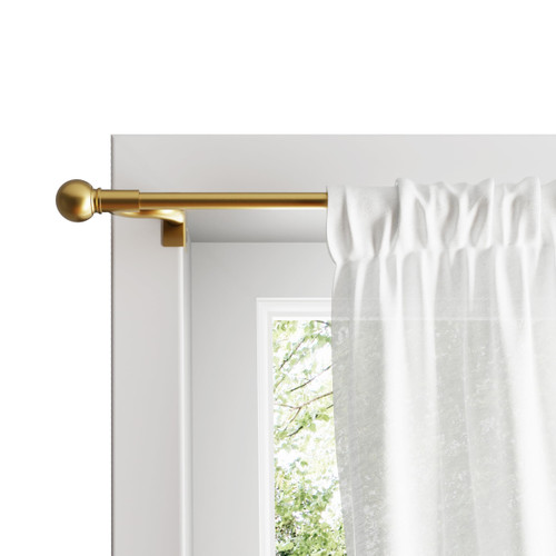Zenna Home Adjustable Curtain Tension Rod for Windows, No Drill Expandable Tension Curtain Rod with Decorative Ball Finials, Easy Install Small Window Rod, 28 to 48 Inch, Gold