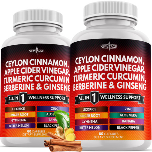 Ceylon Cinnamon, Turmeric, Apple Cider Vinegar, Ginseng, Aloe Vera, Berberine Plus Banaba, Ginger Root - 120 Count