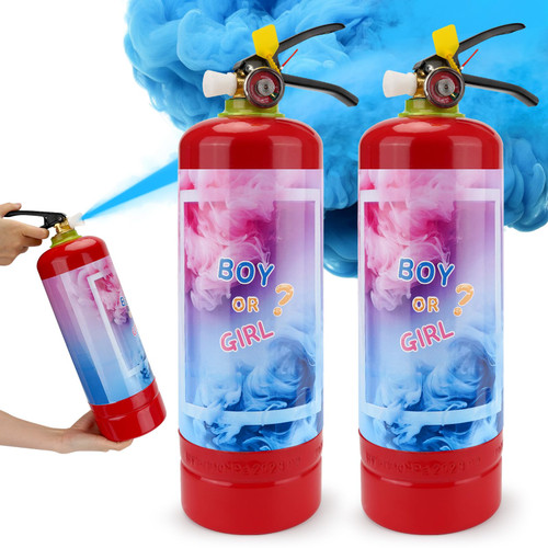QIYVLOS Giant Gender Reveal Fire Extinguisher 2 Packs, Gender Reveal Ideas, Baby Boy Reveal Party Ideas for Gender Reveal Decorations with 2.3ib Powder (Blue)