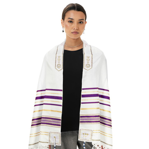 HalleluYAH Messianic Tallit Prayer Shawl 72"x 22" with Bag For Men & Women | Designed in Israel