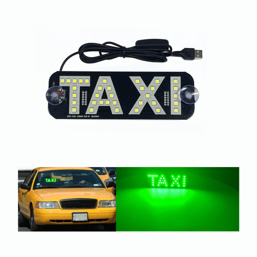 Kingshowstar Taxi LED Light Signs,Green Led Light Signs for Car Windshield Taxi Cab LED Sign Light with Suction Cups Hook on Car Window,USB Plug