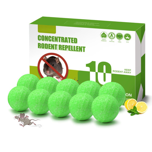Homsor Rodent Repellent Balls,10Pcs Mouse Repellent Balls Peppermint Oil for Mice Squirrel Mole Pests, Natural Pest Control Pouches for Indoor Outdoor Kitchen Car Warehouse, Safe for Pets & Family
