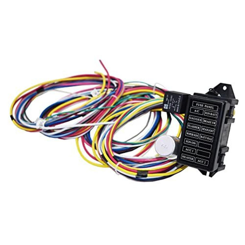 A-Team Performance 12 Circuit Universal Wiring Harness - 10-18 AWG Copper Wire - Automotive Wiring Compatible with VW Trike, Street Rods & Classic Cars - GM Headlight Plugs & Harness