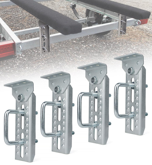 Toplamper Heavy Duty Boat Trailer Bunk Brackets, 4 PCS 8" Galvanized Swivel Top Bunk Bracket Kit for 1.5" x 3", 2" x 3", 3" x 3" Boat Trailer Crossmember