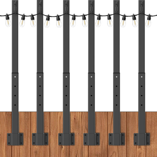 zoegi 6 Pack 2.8FT String Light Poles,Light Poles for Outside Lights with Fork,Outdoor Brackets Hanging Lights,Metal Stand for Deck Patio,Backyard,Wedding,Deck,Party