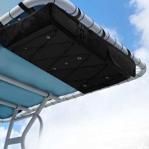 MDSTOP T-Top Storage Bag, Boat Life Jackets Bag Can Secure 4 Fishing Rods, Hold 4 Type II Life Jackets, For Most T-Top Hard Tops, Bimini-Tops, Pontoon Tops(Life Jackets not Included), Large