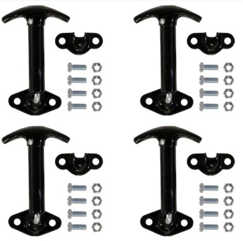 Buyers Products Wj96WCB4 Spring-Loaded 90 Deg Hood Catch with Keeper and Hardware - Black Enamel Finish, 4 Pack
