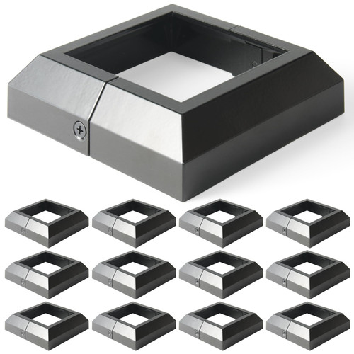 Wocepu 12 pcs 4x4 (Actual: 3.5"x3.5") Aluminum Deck Post Base Cover, for Railings, Stairs, Patios, Porches, Split Deck Post Skirt (Black)