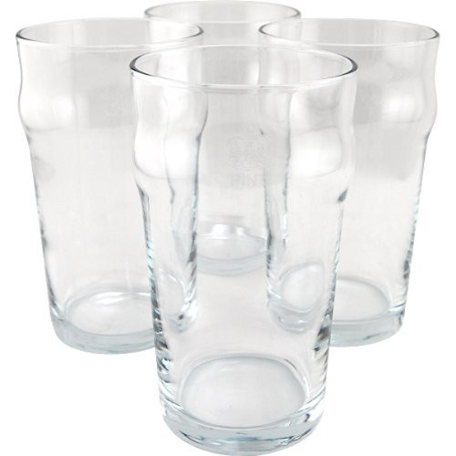 Authentic British Style Imperial Pint Glass with Etched Seal - Set of 4