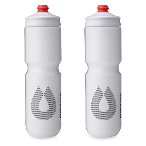 HydraPak | Polar Bottle - Breakaway Surge Lightweight Bike Water Bottle 2-Pack - High Flow, Cycling & Sports Squeeze Bottle (White, 880ml / 30oz)