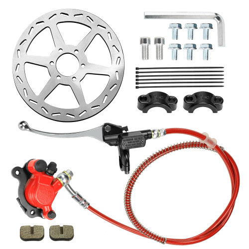 FVRITO Upgraded Mini Bike Hydraulic Disc Brake Kit for Baja DB30 Doodle Bug Blitz Dirt Bug Racer 97cc 79cc Predator 2.8hp Engine with 180mm Brake Disc Rotor Master Cylinder Caliper Pads Assembly Parts