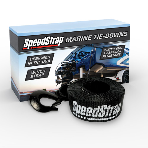 SpeedStrap 2” x 20’ Boat Winch Strap with Retention Clip Hook - 10,000 lb Capacity, Heavy Duty Waterproof Boat Winch Strap for Secure Transport - Universal Fit for Marine Vessels (Individual Strap)