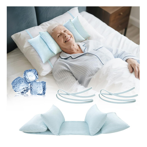 Mybow Head Stabilizing Pillow, Neck Stabilizer for Sleeping Upright, Post Cervical Fusion Surgery Head Support Cradle, Medical Positioning Wedge Pillow for Elderly Bedridden Patients (Cooling Fabric)