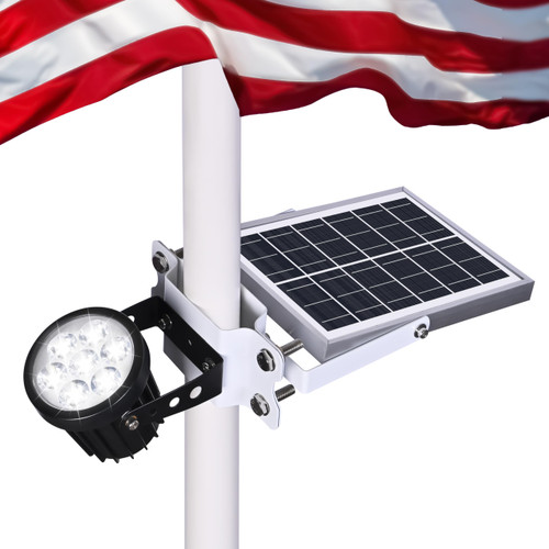 Aurolit Flagpole Light Solar Powered,Auro 7 Pro Solar Spot Light 7 LED for 1.5"-3.3" Poles,18 Hour Dusk to Dawn Auto On/Off,7W Outdoor IP65 Waterproof,Multiuse on Landscape,Wall - Cold White