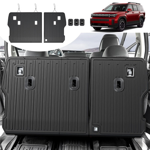 HOUCLEMIC 2nd Row Backrest Mat for 2024-2026 Hyundai Santa FE, All Weather TPE Bench Seat Back Cover Durable Kick Mats for Hyundai Santa Fe Accessories (Fit Hybrid and Fuel) 2024 2025 2026