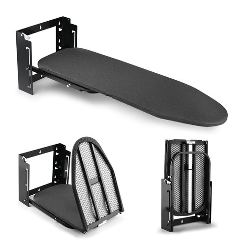 Wall Mounted Ironing Board Height Adjustment, 36 x 12 Inch Fold Down Ironing Board Wall Mount Space-Saving Iron Board with Removable Heat Resistant Cover for Laundry Room, Home, Small Spaces