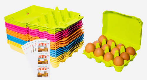 Pakiti Dozen Colored Egg cartons 20 Pack, Reusable Natural Paper Pulp | Colorful 3x4 Vintage Style Holds 12 Large Eggs for Farmers Market and Easter Eggs Basket