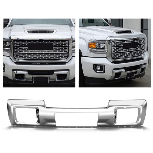 ECOTRIC Front Bumper Skid Plate Panel Lower Cover Compatible with 2015-2019 GMC Sierra 2500/3500 HD 4 Door Replace for GM1053103C 23178964 23178780 Silvery