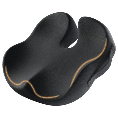 ProtoArc Seat Cushion, Office Chair Cushion for Sciatica, Coccyx Cushion, Ergonomic Memory Foam Seat Cushion for Car, Home, Pressure Relief Pad for Hip, Tailbone, All Day Comfort - Black