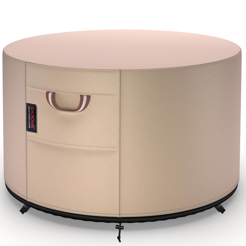 QH.HOME Fire Pit Cover Round-Fits Diameter 50" D X 24" H Heavy Duty 900D Strong Tear-Resistant and UV Resistant and Waterproof and Fading Resistant Polyester Firepit Covers Round for Outdoor Fire Pit