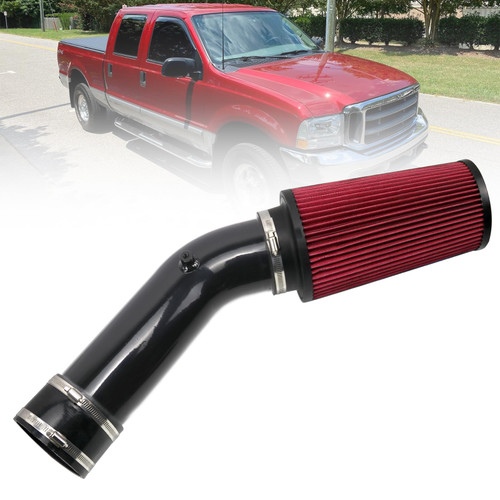 RULLINE 4" Air Intake System Air Intake Pipe with Oiled Filter Compatible with Ford F250 F350 F450 7.3L Powerstroke Diesel 1999.5-2003 Red