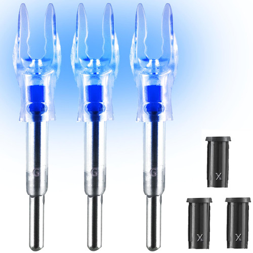 KEAUP G/4.2mm Lighted Nocks for Arrows with .165".204" Inside Diameter 3PCS with X Bushings,Screwdriver Included (Blue)