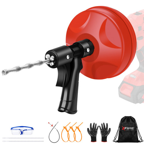 35 FT Drain Snake 2.0 with Double Mode, 10-In-1 Drain Auger for Sink and Drain Unblocking, Plumbing Snake for Real DYIs (Frosted Red)