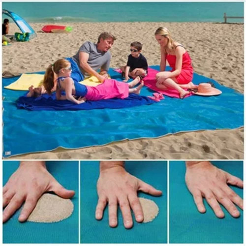 Lopie Sand Proof Blanket Sand Free Lightweight Compact Large Beach Towel Mat Fast Dry Waterproof Easy Clean Ultra Portable Blanket (Blue, 79-79)