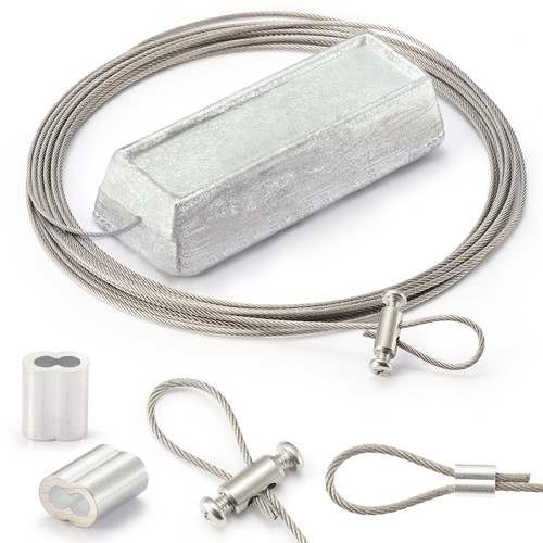 holama Sacrificial Zinc Marine Anode for Boat Lift and Dock Protection | Anti-Corrosion Zinc for Saltwater Pool | with 20ft. 316 Stainless Steel Cable and 3 Crimps for Versatile Attachment (2.2lbs)